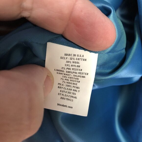 Trina Turk Los Angeles Palm Springs Paisley Peacock Fur Cuff Jacket Sz 10 - Picture 7 of 12